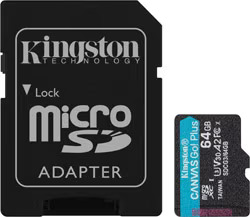 Kingston SDCG3-64GB 64GB microSDXC Canvas Go Plus 170R A2 U3 V30 Card + ADP Hafıza Kartı